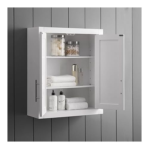 크로슬리 Crosley Furniture Savannah Bathroom Wall Cabinet, White