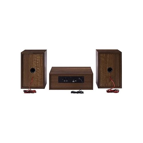 크로슬리 Crosley CR3503A-WA Parker Blueooth FM Radio and CD Player, Walnut