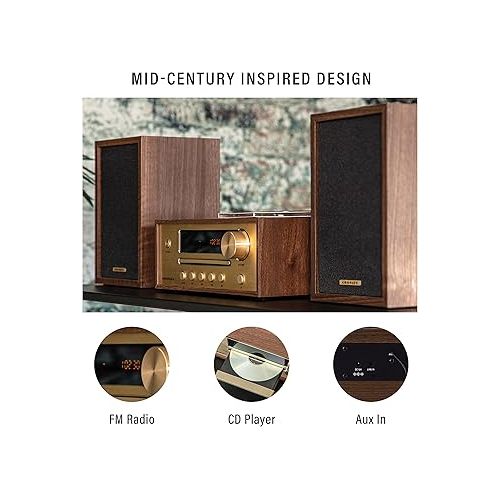 크로슬리 Crosley CR3503A-WA Parker Blueooth FM Radio and CD Player, Walnut