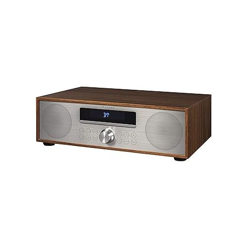 크로슬리 Crosley CR3501A-WA Fleetwood Bluetooth FM Clock Radio and CD Player, Walnut