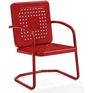 Crosley Furniture CO1025-RE Bates 2-Piece Retro Metal Outdoor Arm Chair Set, Bright Red Gloss