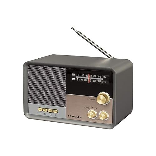 크로슬리 Crosley CR3036D-CL Tribute Vintage AM/FM Bluetooth Radio, Charcoal