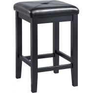 Crosley Furniture Upholstered Square Seat Bar Stool (Set of 2), 24-inch, Black