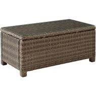 Crosley Furniture CO7208-WB Bradenton Outdoor Wicker Rectangular Tempered Glass Top Coffee Table, Brown