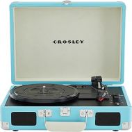 Crosley CR8005F-TU Cruiser Plus Vintage 3-Speed Bluetooth in/Out Suitcase Vinyl Record Player Turntable, Turquoise/White