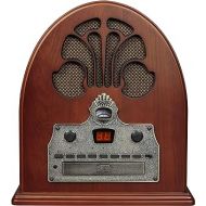 Crosley CR32D-PA Cathedral Retro AM/FM Tabletop Radio with Bluetooth Receiver and CD Player, Paprika