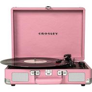 Crosley CR8005E-BH Cruiser Deluxe Vintage 3-Speed Bluetooth Suitcase Vinyl Record Player Turntable, Blush
