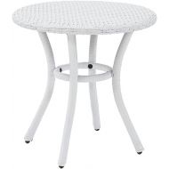 Crosley Furniture CO7217-WH Palm Harbor Outdoor Wicker Round Side Table, White