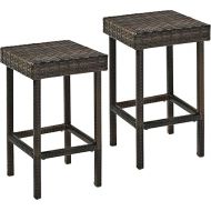 Crosley Furniture Palm Harbor Outdoor Wicker 24-inch Stools - Brown (Set of 2)