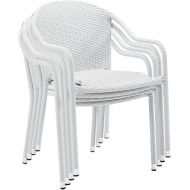 Crosley Furniture CO7109-WH Palm Harbor Outdoor Wicker Stackable Chairs, Set of 4, White