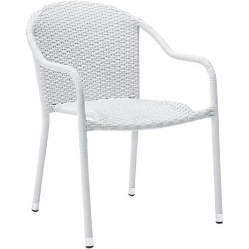 크로슬리 Crosley Furniture CO7109-WH Palm Harbor Outdoor Wicker Stackable Chairs, Set of 4, White