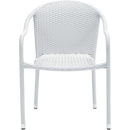 크로슬리 Crosley Furniture CO7109-WH Palm Harbor Outdoor Wicker Stackable Chairs, Set of 4, White