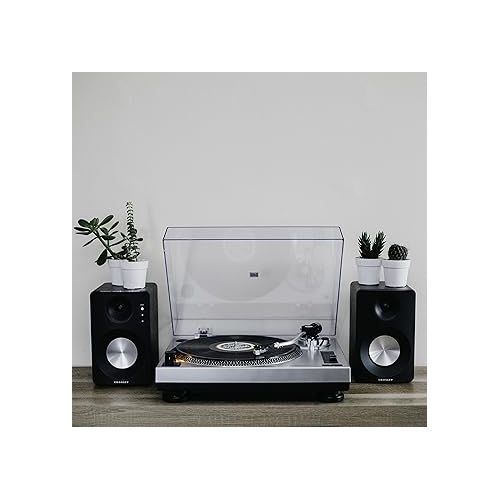 크로슬리 Crosley C100A-SI Belt-Drive Turntable Record Player with Adjustable Counterweight, Silver