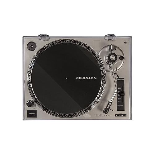 크로슬리 Crosley C100A-SI Belt-Drive Turntable Record Player with Adjustable Counterweight, Silver