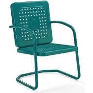 Crosley Furniture CO1025-TU Bates 2-Piece Retro Metal Outdoor Arm Chair Set, Turquoise Gloss