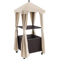 Crosley Furniture Palm Harbor Outdoor Wicker Rolling Towel Valet with Sand Cover - Brown