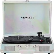 Crosley CR8005F-GW Cruiser Plus Vintage 3-Speed Bluetooth in/Out Suitcase Vinyl Record Player Turntable, Green Watercolor