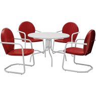 Crosley Furniture Griffith 5-Piece Metal Outdoor Dining Set with Table and Chairs - Coral Red