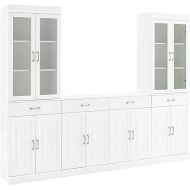 Crosley Furniture Stanton 3-Piece Sideboard and Glass Door Pantry Set, White