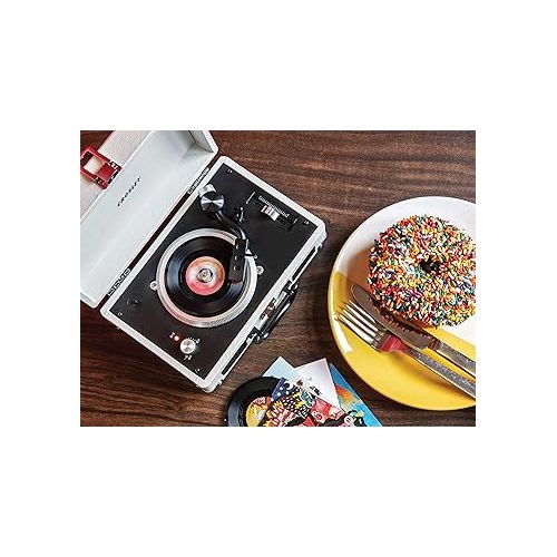 크로슬리 Crosley CR8050A-WS Mini Suitcase Turntable for 3-inch Vinyl Records, White Sand