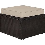 Crosley Furniture KO70091BR-SA Palm Harbor Outdoor Wicker Ottoman, Brown with Sand Cushions