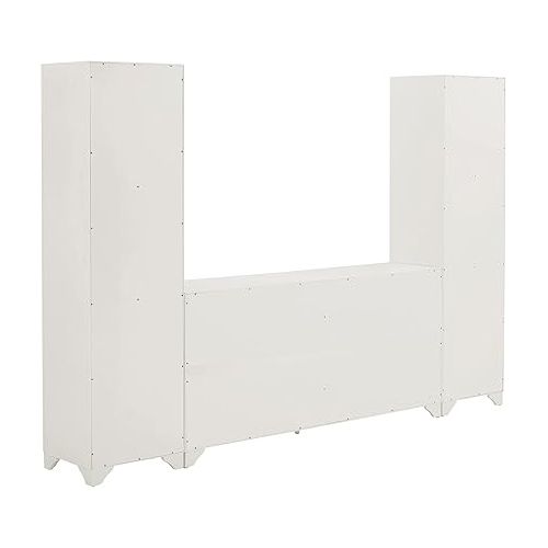 크로슬리 Crosley Furniture Tara 3-Piece Sideboard and Bookcase Set, Distressed White