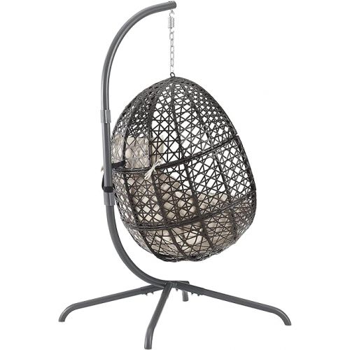 크로슬리 Crosley Furniture KO70231DB Calliope Indoor/Outdoor Wicker Hanging Egg Chair with Stand, Sand