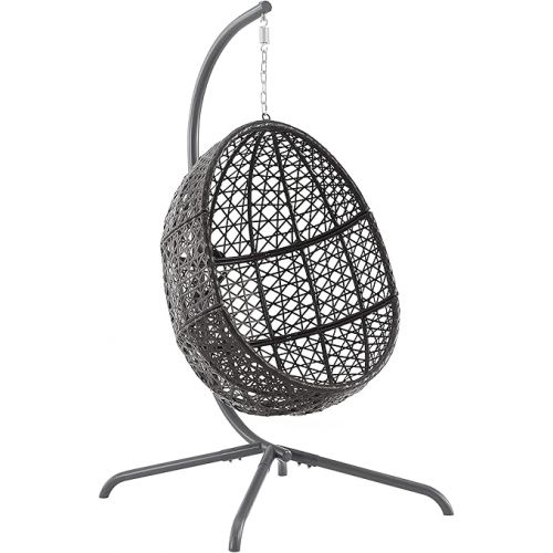 크로슬리 Crosley Furniture KO70231DB Calliope Indoor/Outdoor Wicker Hanging Egg Chair with Stand, Sand