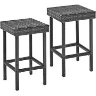 Crosley Furniture Palm Harbor Outdoor Wicker 24-inch Counter Height Stools - Grey (Set of 2)