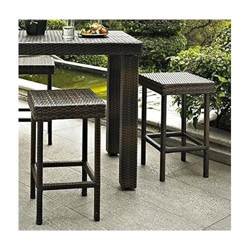 크로슬리 Crosley Furniture Palm Harbor Outdoor Wicker 24-inch Counter Height Stools - Grey (Set of 2)