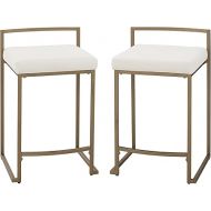 Crosley Furniture Harlowe Counter Stool, Set of 2, Creme and Gold