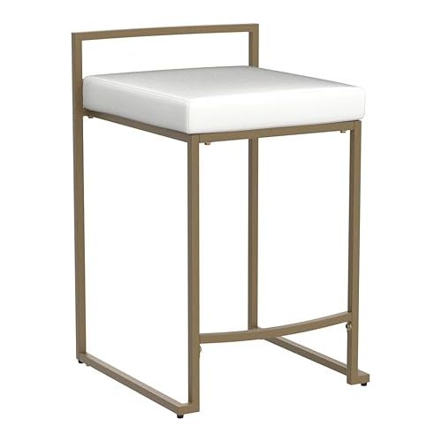 크로슬리 Crosley Furniture Harlowe Counter Stool, Set of 2, Creme and Gold