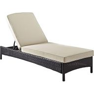 Crosley Furniture Palm Harbor Outdoor Wicker Chaise Lounge with Sand Cushions - Brown