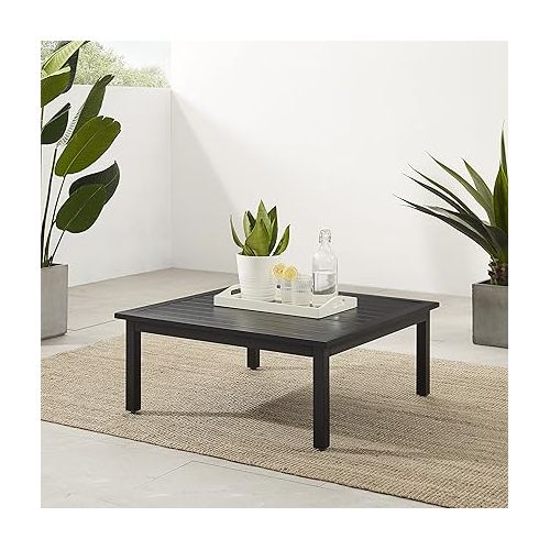 크로슬리 Crosley Furniture CO6264-MB Clark Outdoor Metal Coffee Table, Matte Black