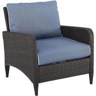 Crosley Furniture KO70066BR-BL Kiawah Outdoor Wicker Arm Chair, Blue