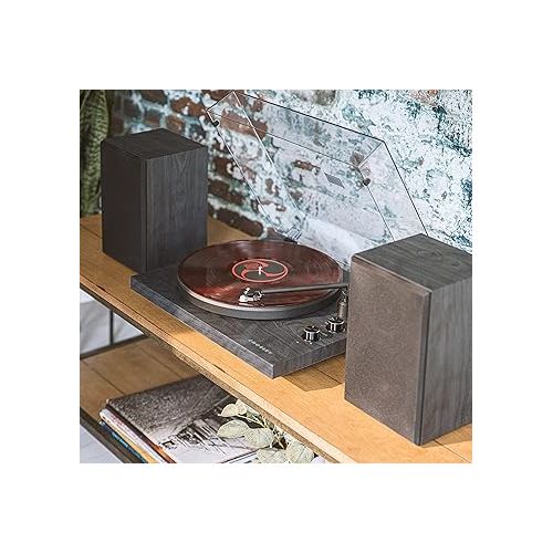 크로슬리 Crosley C62B-BK Belt-Drive 2-Speed Vinyl Bluetooth Turntable Record Player with Included Speakers and Anti-Skate, Black