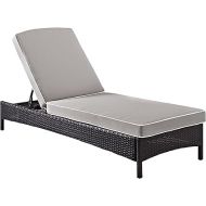 Crosley Furniture Palm Harbor Outdoor Wicker Chaise Lounge with Grey Cushions - Brown