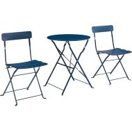 Crosley Furniture CF7390-NV Karlee Retro Metal Indoor/Outdoor 3-Piece Bistro Set with Table and 2 Chairs, Navy