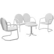 Crosley Furniture Griffith 4-Piece Metal Outdoor Conversation Set with Table, Loveseat, and 2 Chairs - White