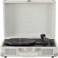 Crosley CR8005F-WO Cruiser Plus Vintage 3-Speed Bluetooth in/Out Suitcase Vinyl Record Player Turntable, White Ostrich