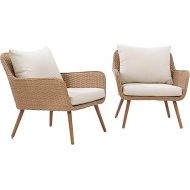 Crosley Furniture CO7185-LB Landon Outdoor Wicker Chairs (Set of 2) Light Brown