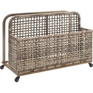 Crosley Furniture CO7308BR-GY Ridley Outdoor Wicker and Metal Pool Storage Caddy, Distressed Gray/Brown