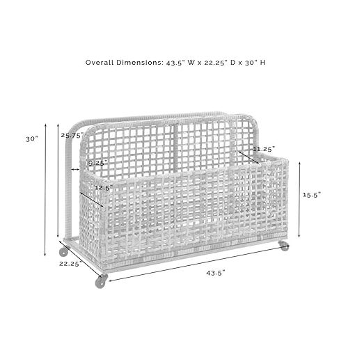 크로슬리 Crosley Furniture CO7308BR-GY Ridley Outdoor Wicker and Metal Pool Storage Caddy, Distressed Gray/Brown