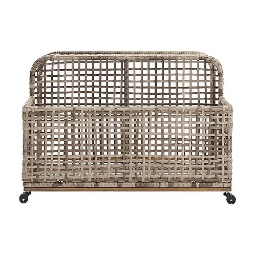 크로슬리 Crosley Furniture CO7308BR-GY Ridley Outdoor Wicker and Metal Pool Storage Caddy, Distressed Gray/Brown