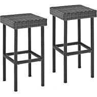 Crosley Furniture Palm Harbor Outdoor Wicker 29-inch Bar Height Stools - Grey (Set of 2)