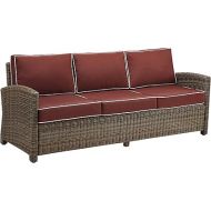 Crosley Furniture Bradenton Outdoor Wicker Patio Sofa with Cushions - Sangria