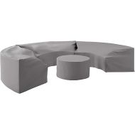 Crosley Furniture MO75016-GY Heavy-Gauge Reinforced Vinyl 4-Piece Catalina Cover Set (3 Round Sectional Sofa And Coffee Table), Gray