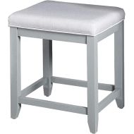 Crosley Furniture Vista Vanity Stool, Vintage Grey with Dove Grey Linen Seat