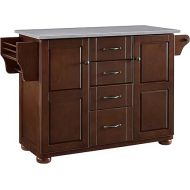 Crosley Furniture Eleanor Full Size Kitchen Cart with Stainless Steel Top, Mahogany