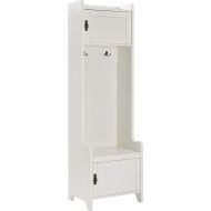 Crosley Furniture CF6016-WH Fremont Tower Entryway Hall Tree with Storage, Distressed White